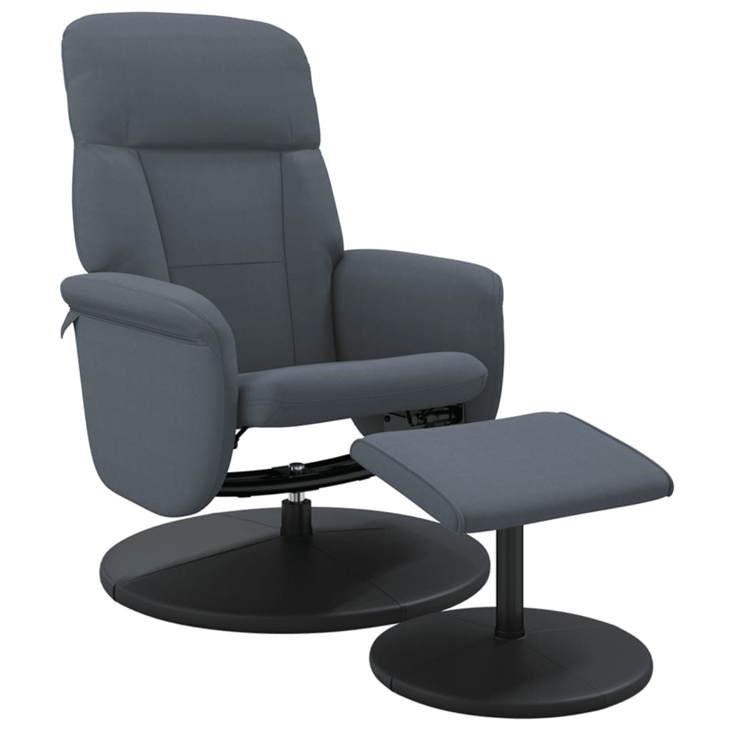 vidaXL Atlošiama kėdė su pakoja, tamsiai pilkos spalvos, aksomas