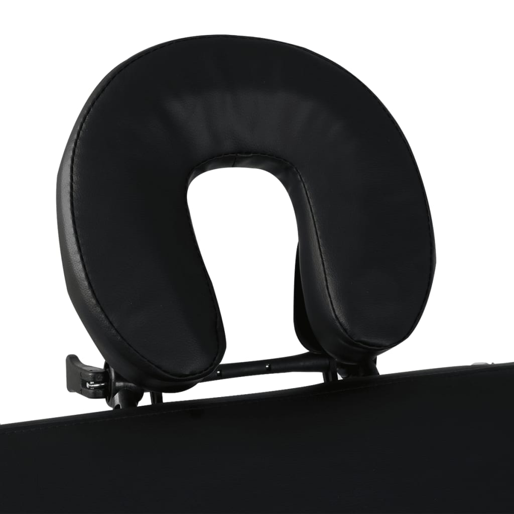 vidaXL Sulankstomas masažo stalas, juodas, 4 zonų, su mediniu rėmu