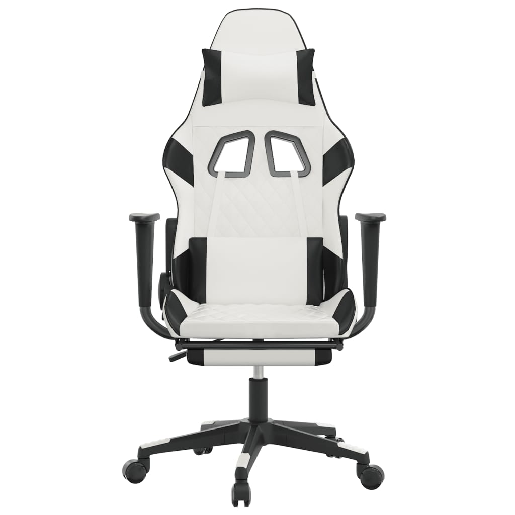 vidaXL Žaidimų kėdė su pakoja, balta ir juoda, dirbtinė oda