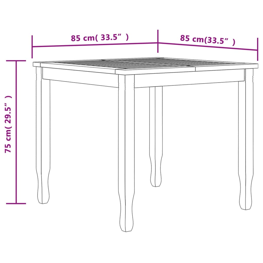 vidaXL Sodo valgomojo baldų komplektas, 3 dalių, tikmedžio masyvas