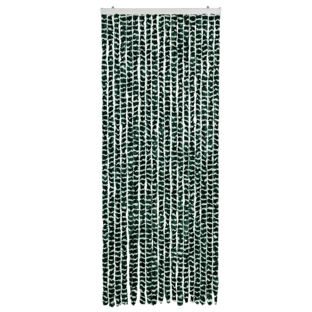 vidaXL Užuolaida nuo musių, žalia ir balta, 56x200cm, šeniliscm