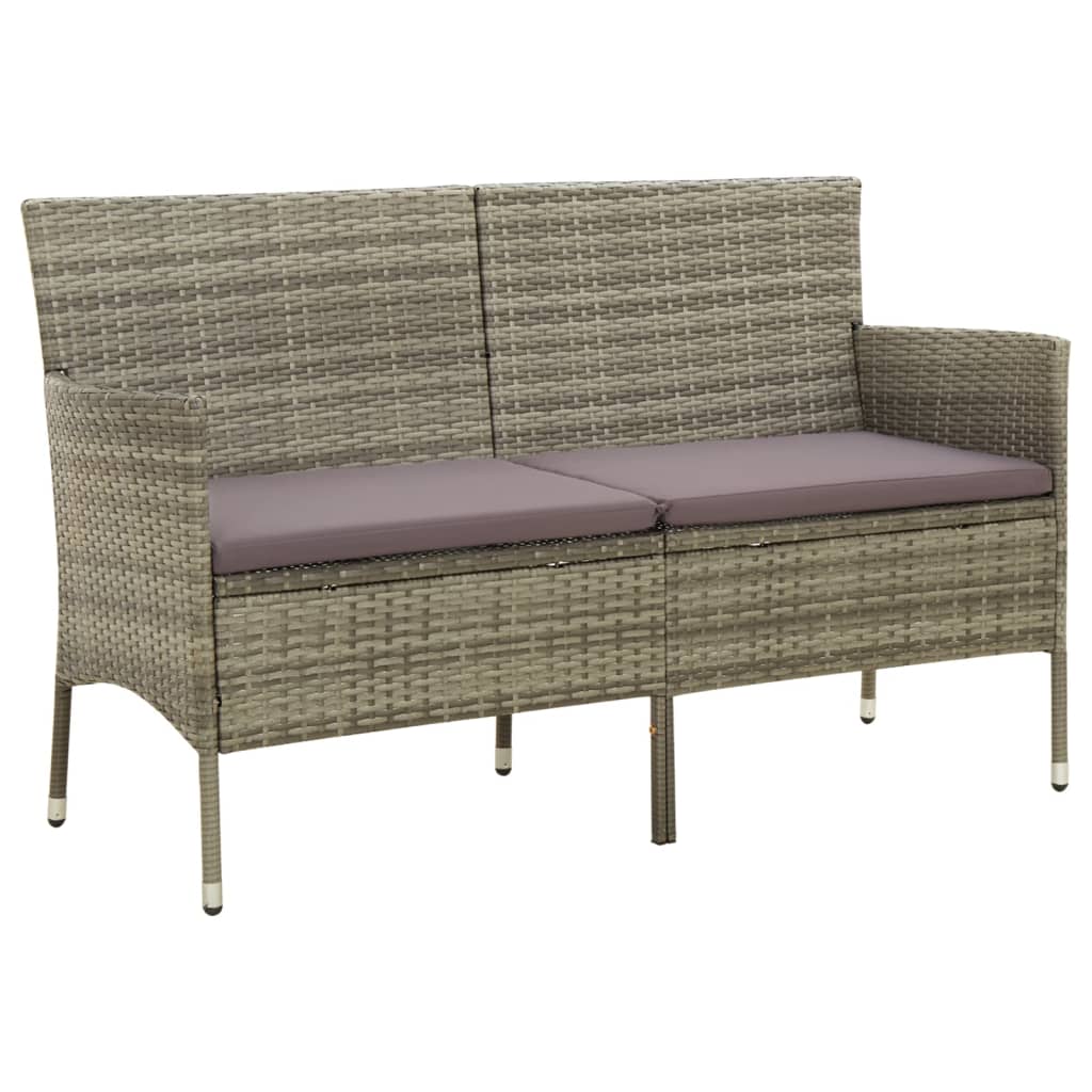 vidaXL Trivietė sodo sofa su pagalvėlėmis, pilkos spalvos, poliratanas
