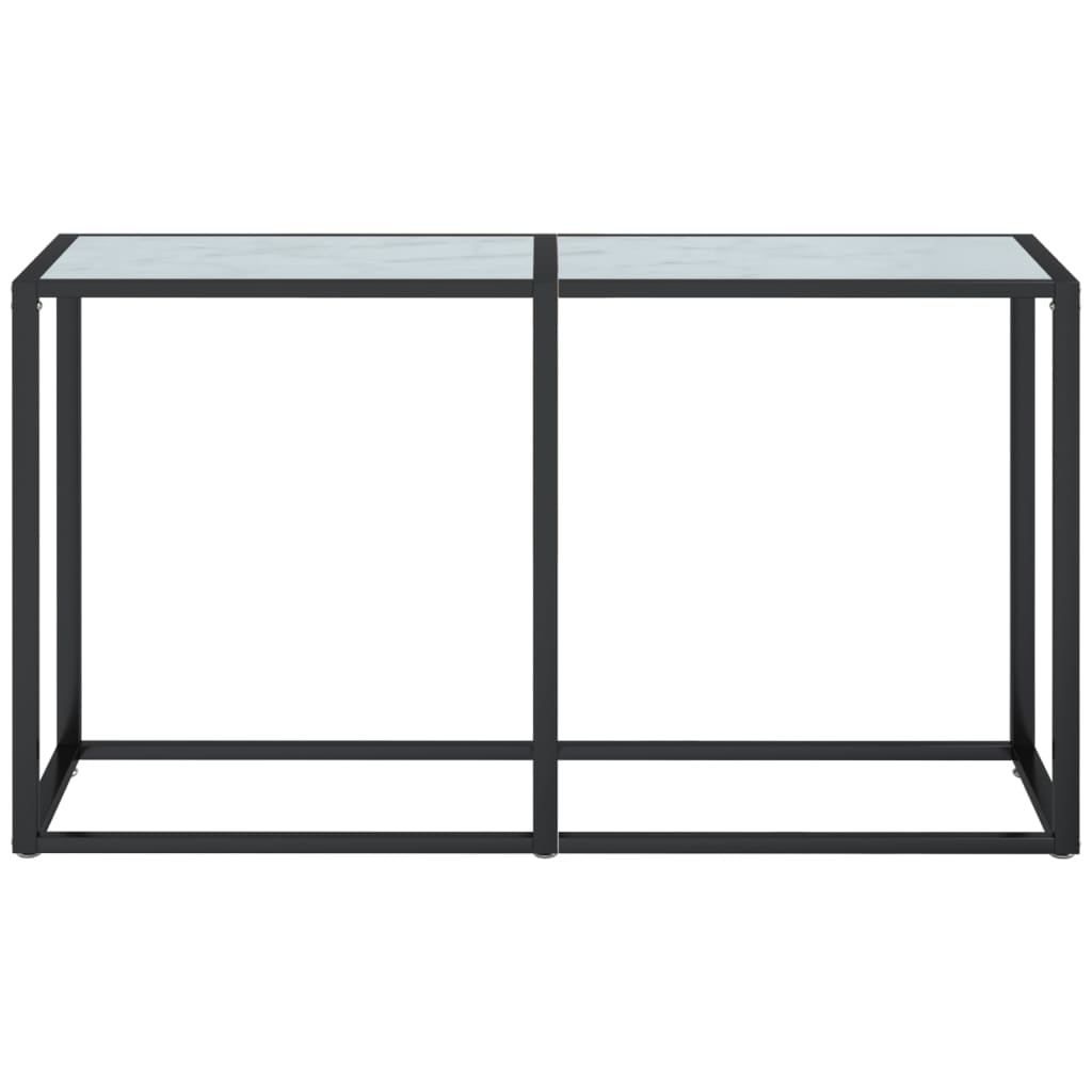 vidaXL Konsolinis staliukas, balto marmuro, 140x35x75,5cm, stiklas