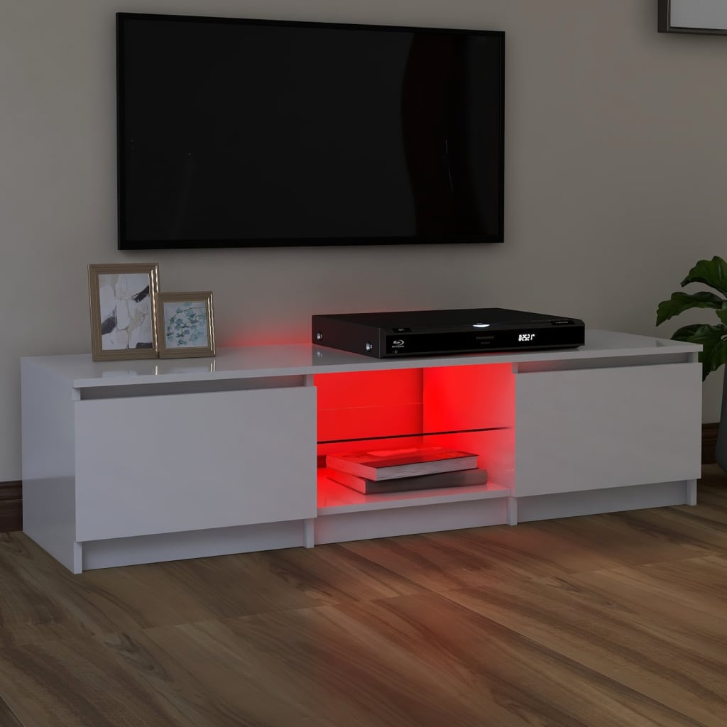 vidaXL TV spintelė su LED apšvietimu, balta, 140x40x35,5cm, blizgi