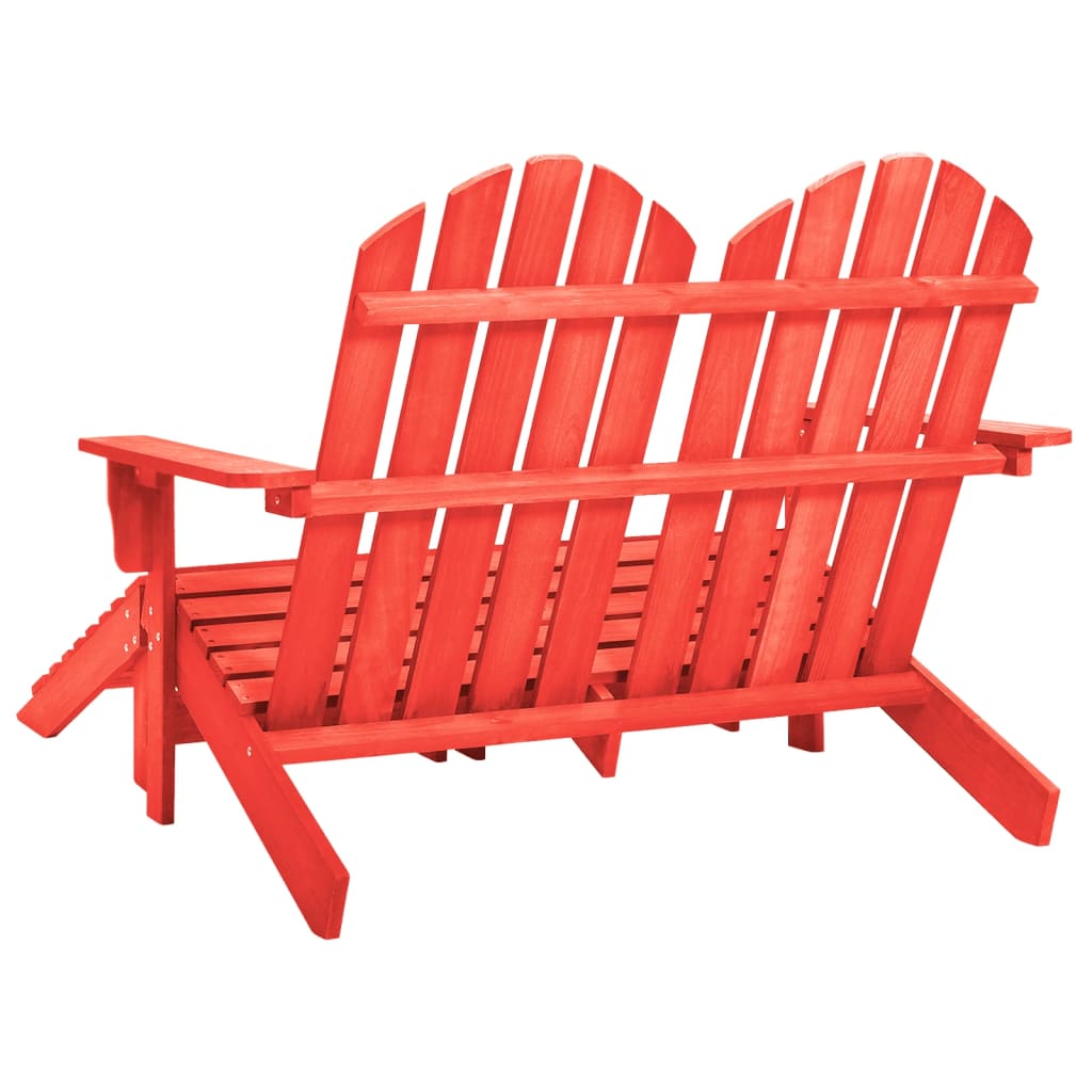 vidaXL Dvivietė sodo Adirondack kėdė ir otomanė, raudona, eglė