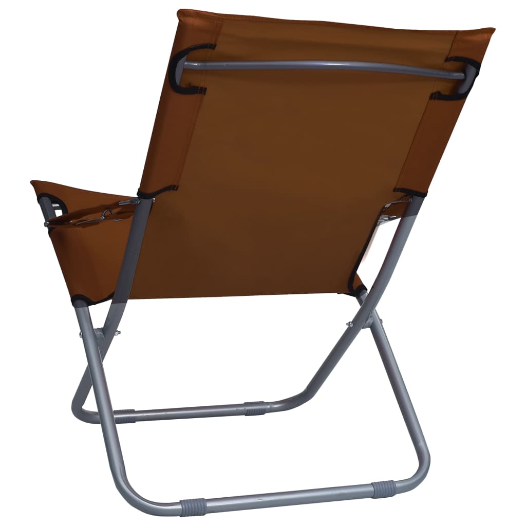 vidaXL Sulankstomos paplūdimio kėdės, 2vnt., rudos spalvos, audinys