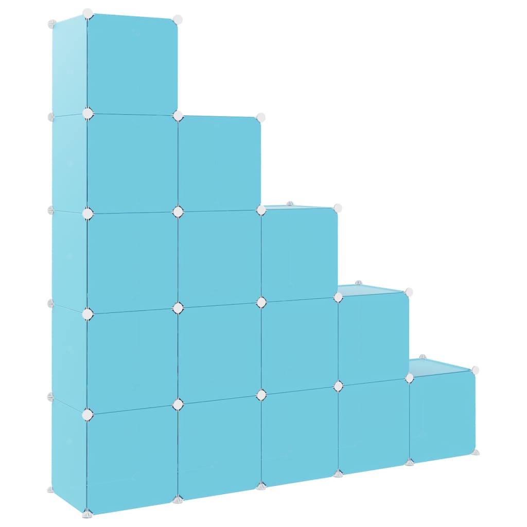 vidaXL Lentyna su 15 kubo formos skyrių vaikams, mėlynos spalvos, PP