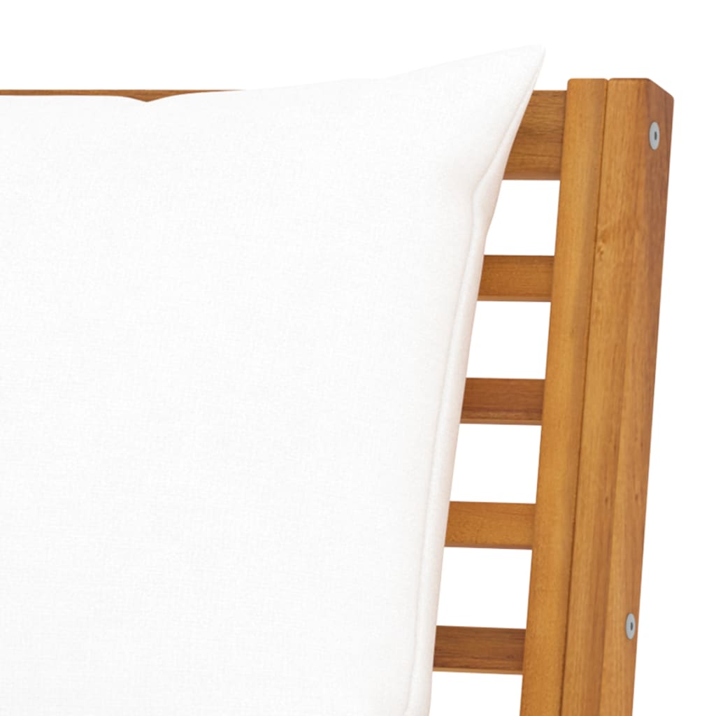 vidaXL Sodo suoliukas su kreminėmis pagalvėlėmis, 114,5cm, akacija