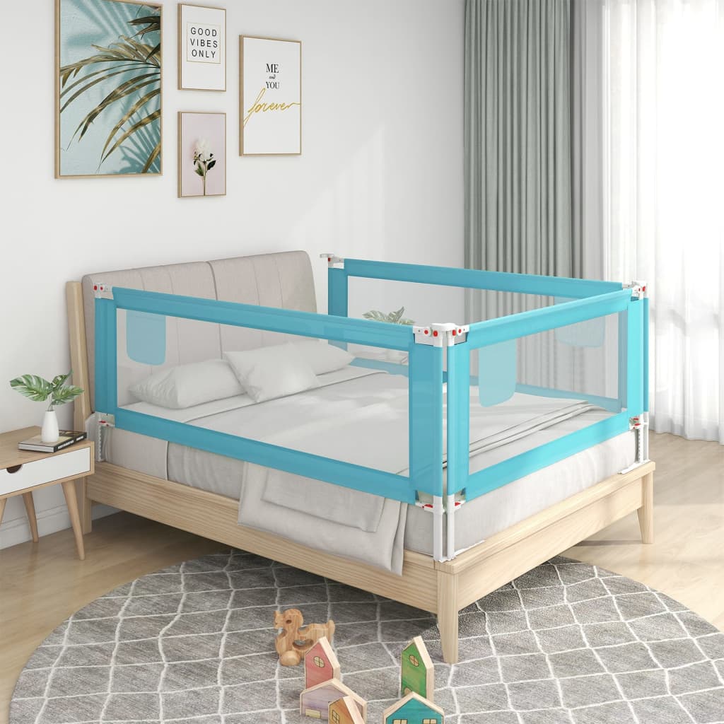vidaXL Apsauginis turėklas vaiko lovai, mėlynas, 150x25cm, audinys
