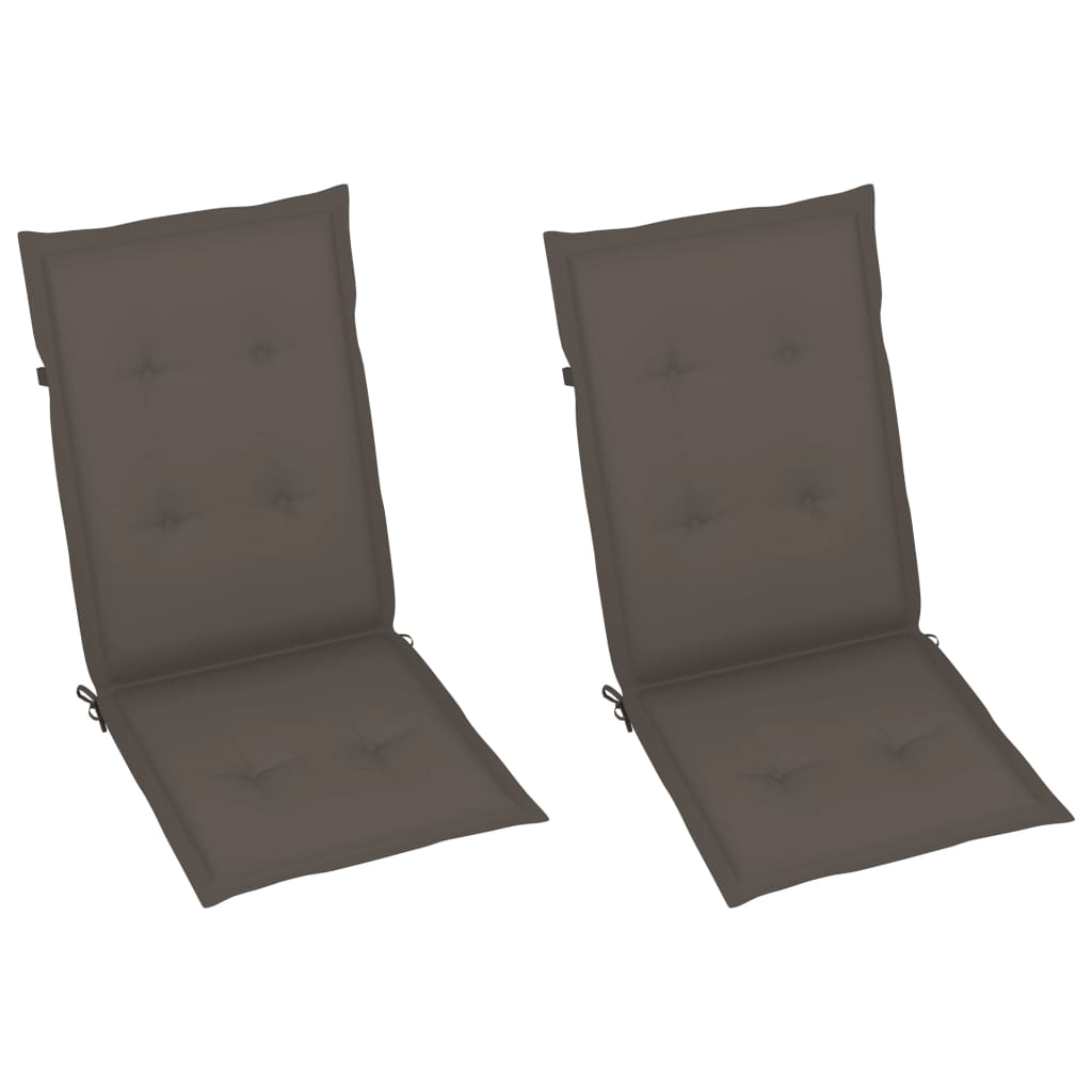 vidaXL Sodo kėdės su taupe spalvos pagalvėlėmis, 2vnt., tikmedis