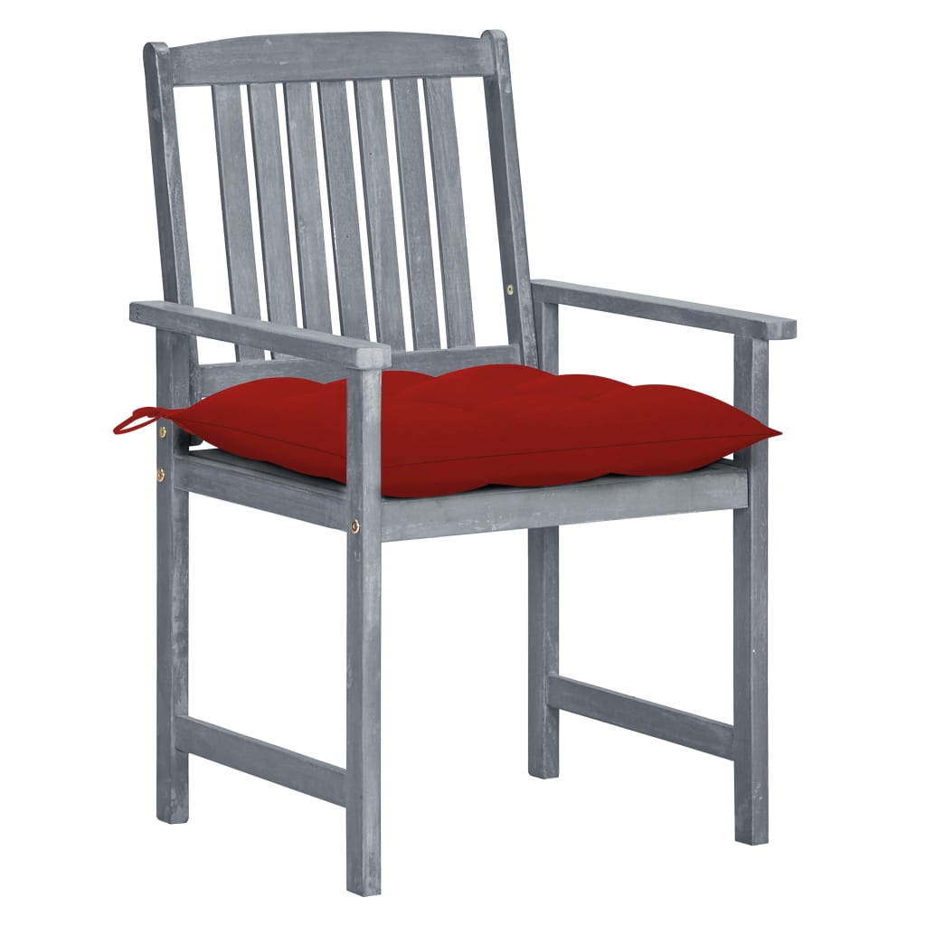 vidaXL Sodo kėdės su pagalvėlėmis, 6vnt., pilkos, akacijos masyvas