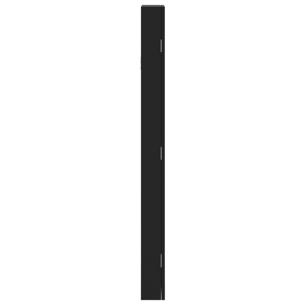 vidaXL Veidrodinė papuošalų spintelė, juoda, 30x8,5x106cm, sieninė
