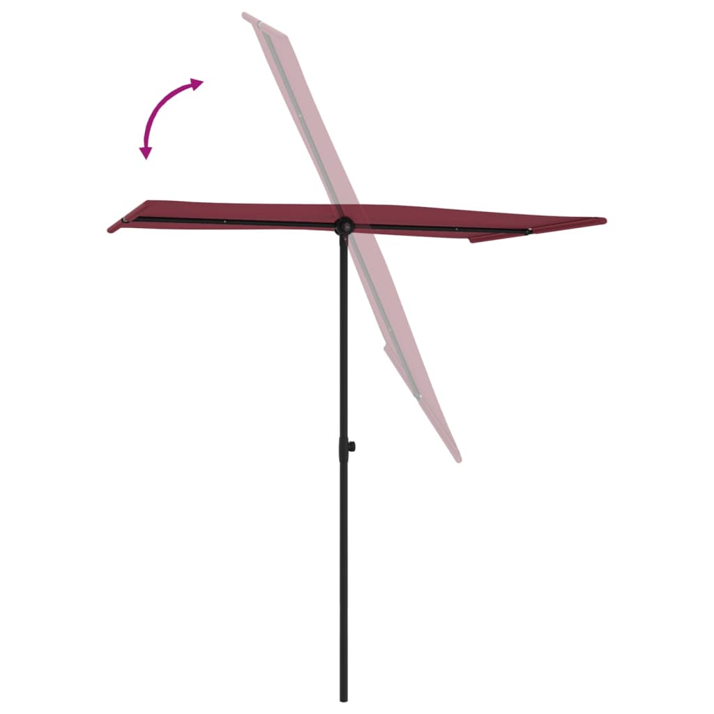 vidaXL Lauko skėtis su aliuminio stulpu, tamsiai raudonas, 180x110cm