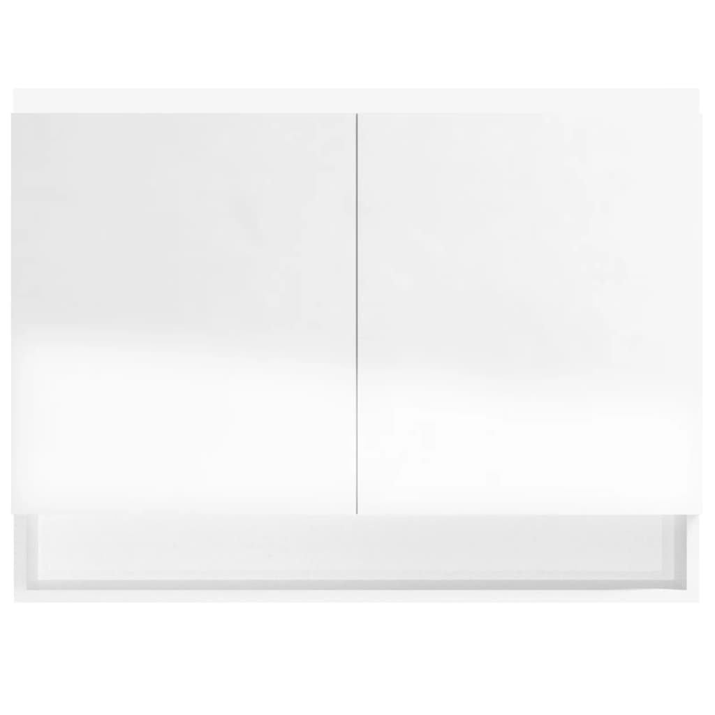 vidaXL Veidrodinė vonios spintelė, balta, 80x15x60cm, MDF, blizgi