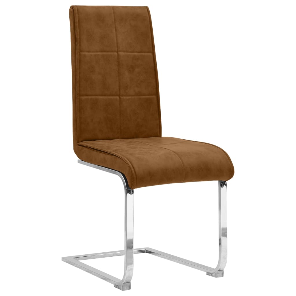 vidaXL Gembinės valgomojo kėdės, 2vnt., tamsiai rudos, dirbtinė oda