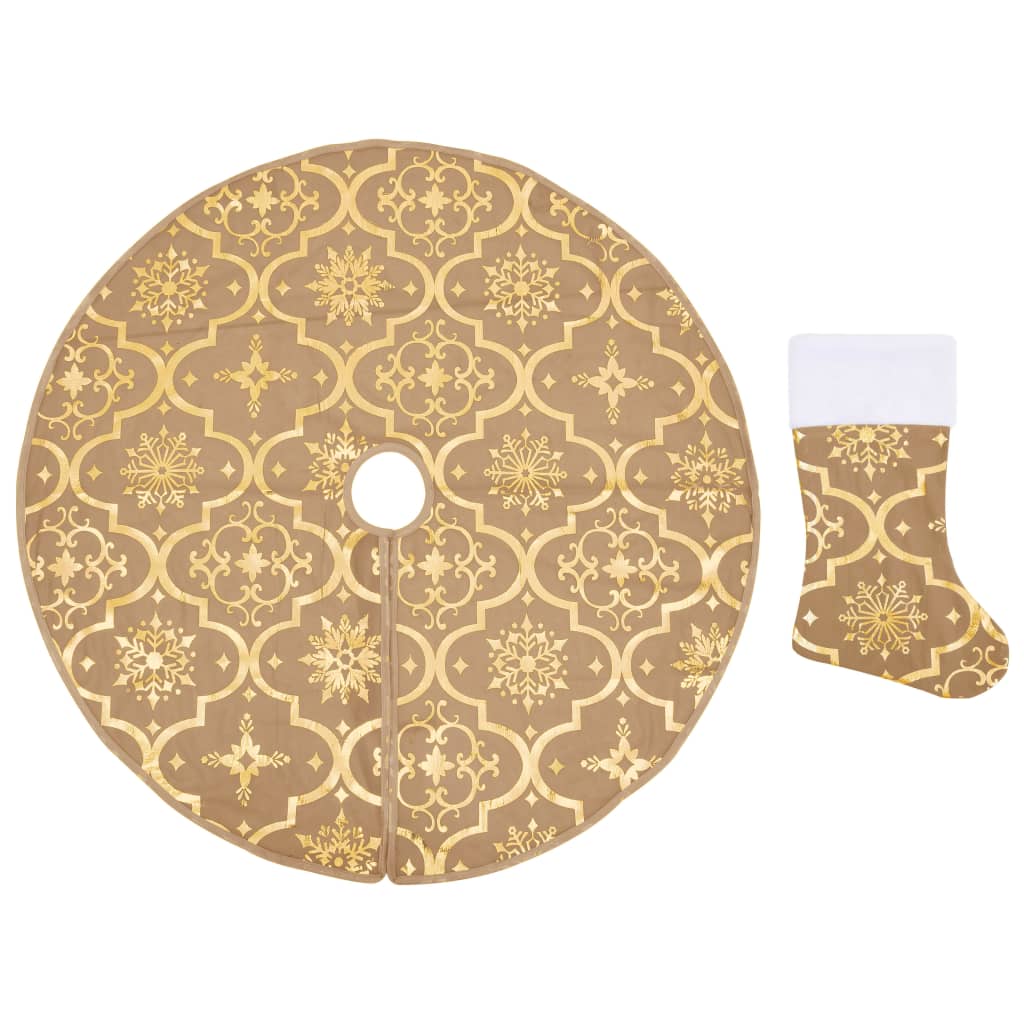 vidaXL Prabangus kilimėlis po eglute su kojine, geltoni, 90cm, audinys