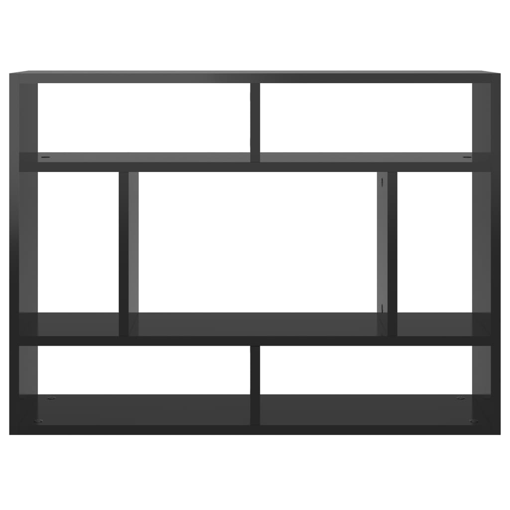 vidaXL Sieninė lentyna, juodos spalvos, 75x16x55cm, MDP, ypač blizgi