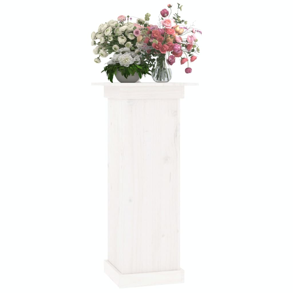 vidaXL Gėlių stovas, baltas, 40x40x90cm, pušies medienos masyvas