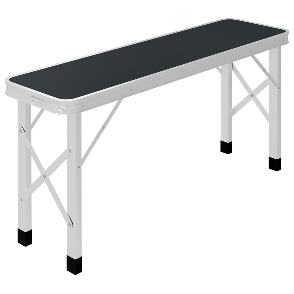 vidaXL Sulankstomas stalas su 2 suoliukais, pilkos spalvos, aliuminis