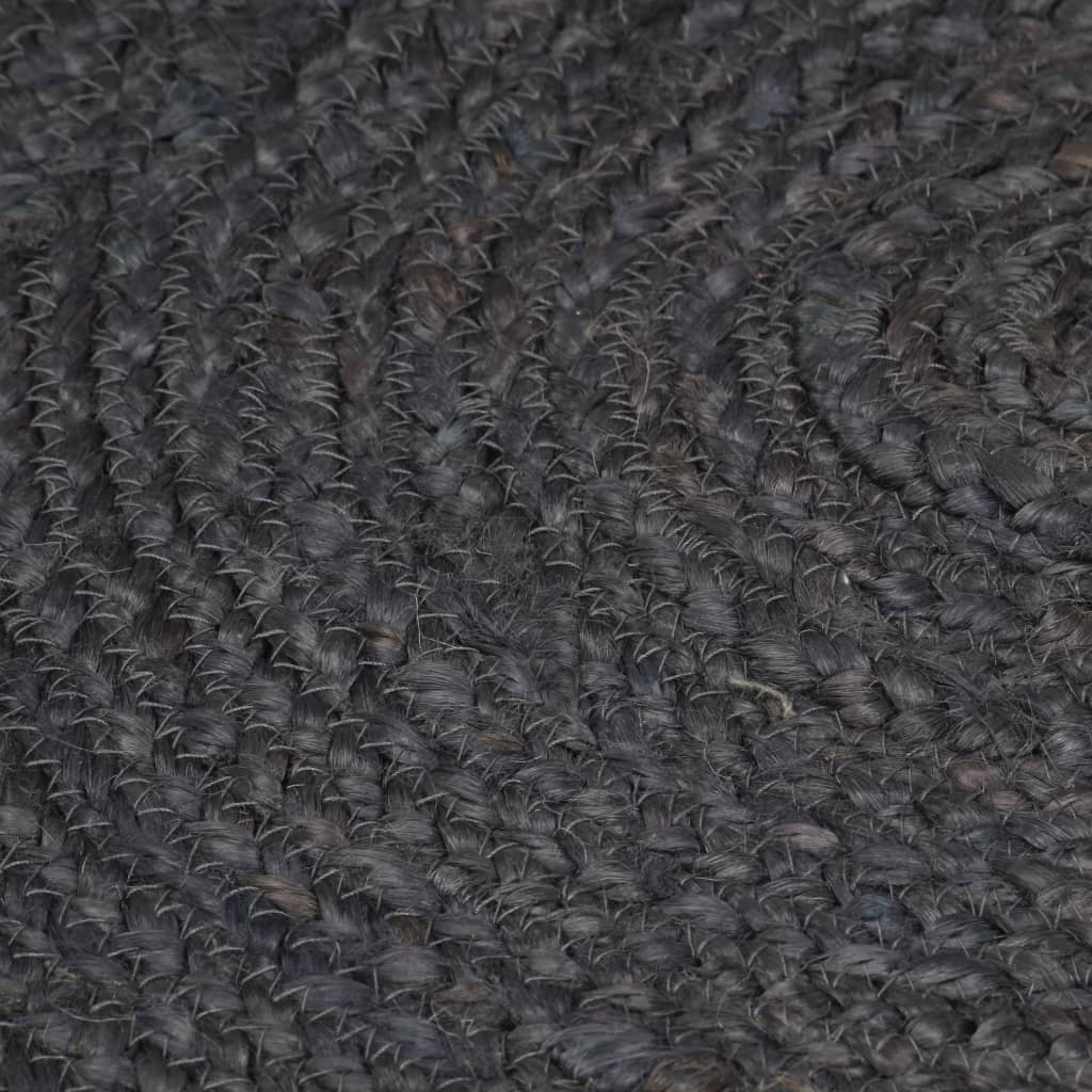 vidaXL Kilimas, tamsiai pilkas, 240cm, džiutas, apskritas, rankų darbo