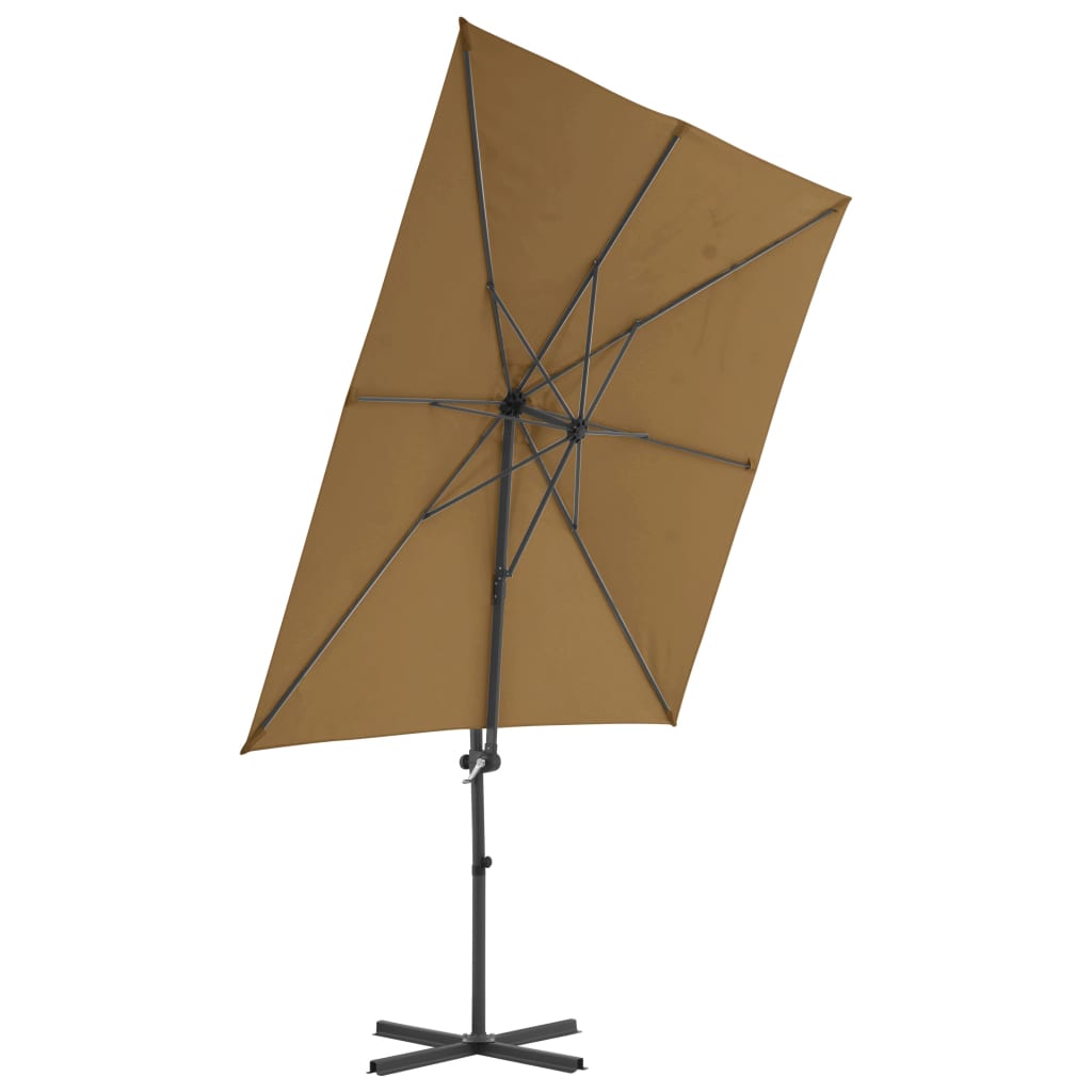 vidaXL Gem. form. saulės skėtis su plien. stulp., taupe sp., 250x250cm