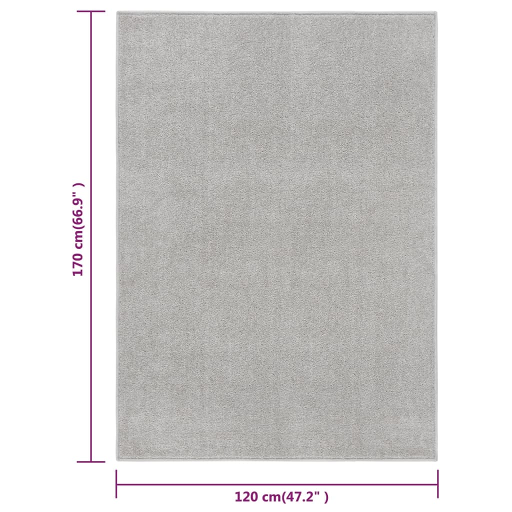 vidaXL Kilimėlis, šviesiai pilkos spalvos, 120x170cm, trumpi šereliai