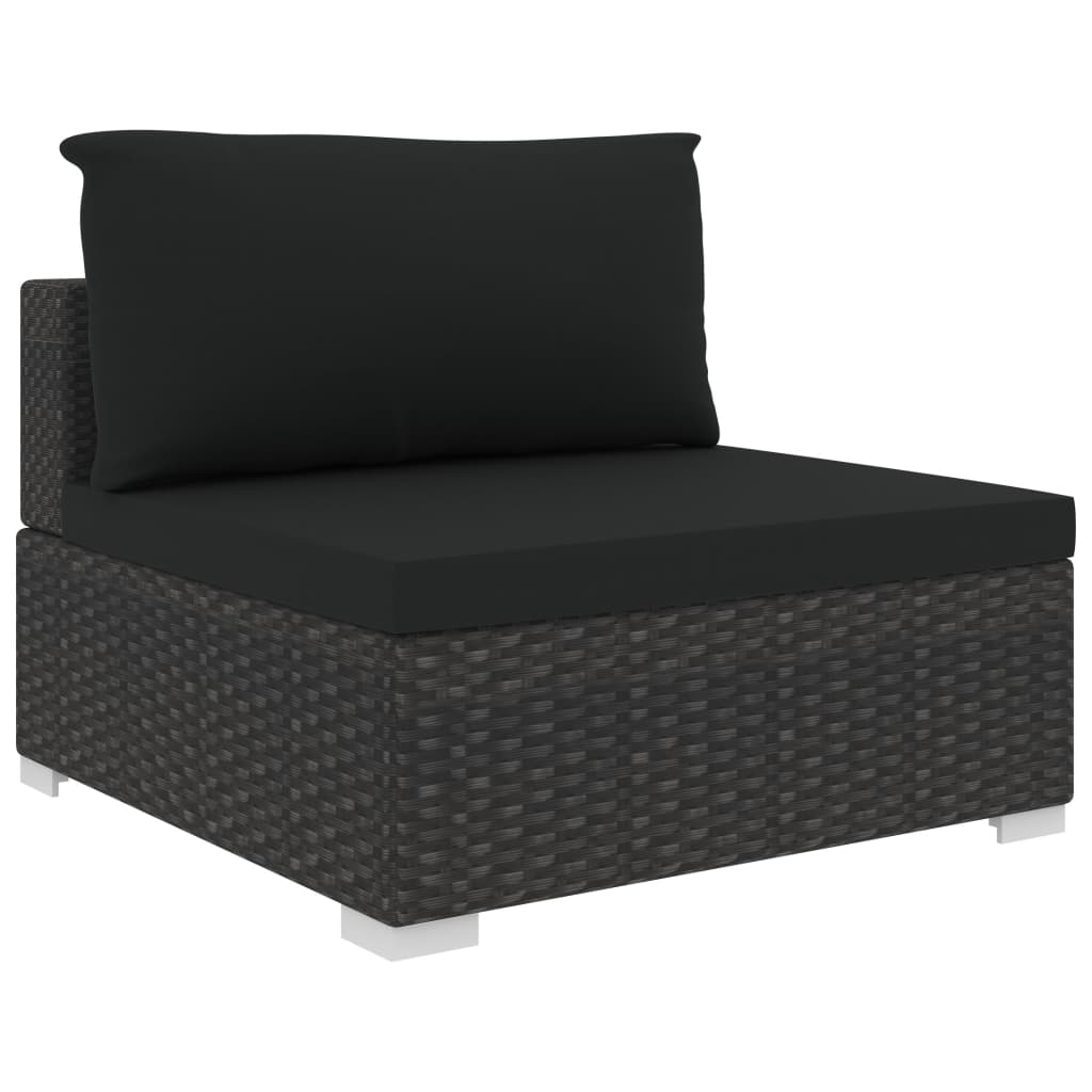 vidaXL Sodo baldų komplektas su pagalvėmis, 4d., juodas, poliratanas