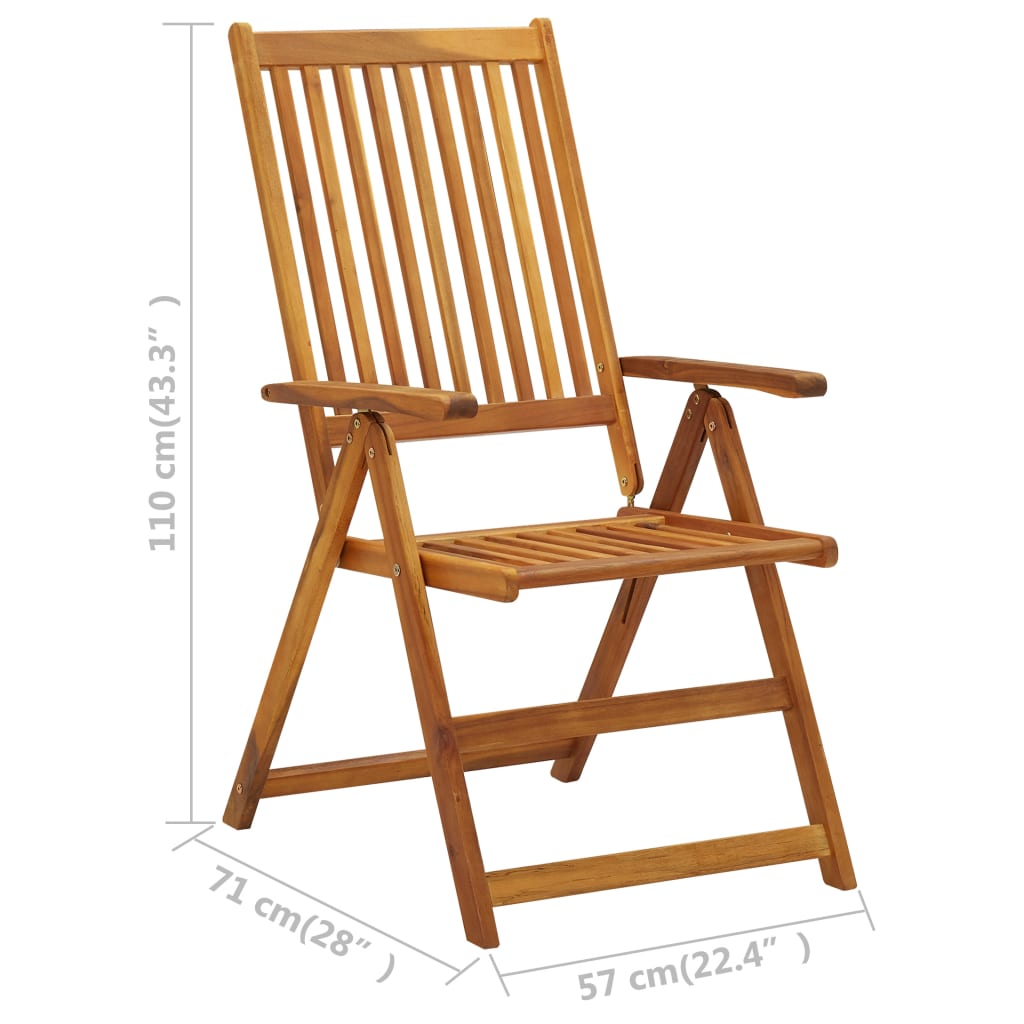 vidaXL Atlošiamos sodo kėdės, 2vnt., akacijos medienos masyvas
