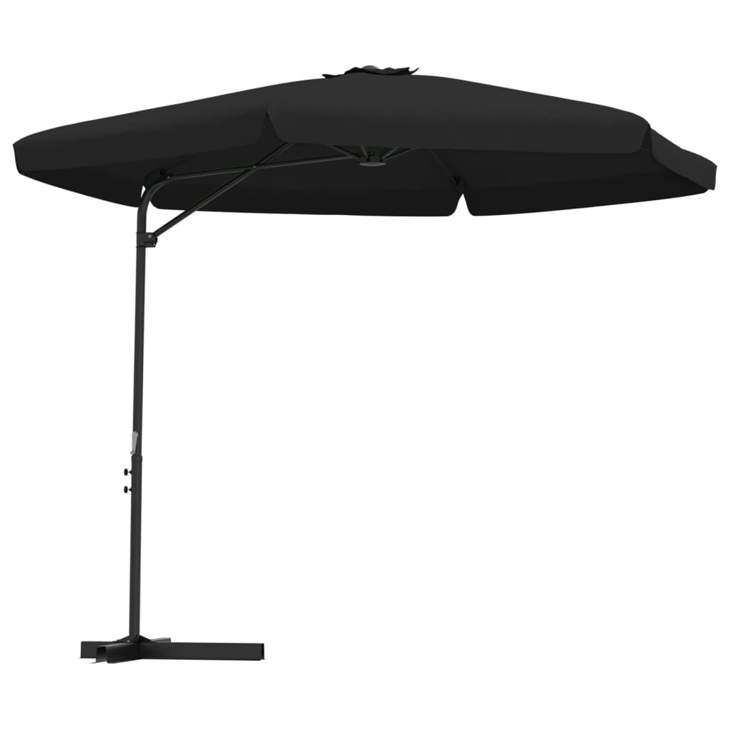 vidaXL Lauko skėtis su plieniniu stulpu, juodos spalvos, 300cm