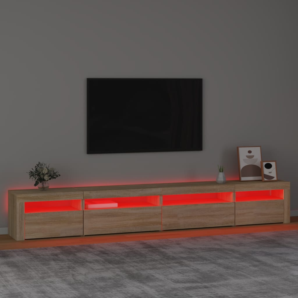 vidaXL Televizoriaus spintelė su LED apšvietimu, ąžuolo, 270x35x40cm