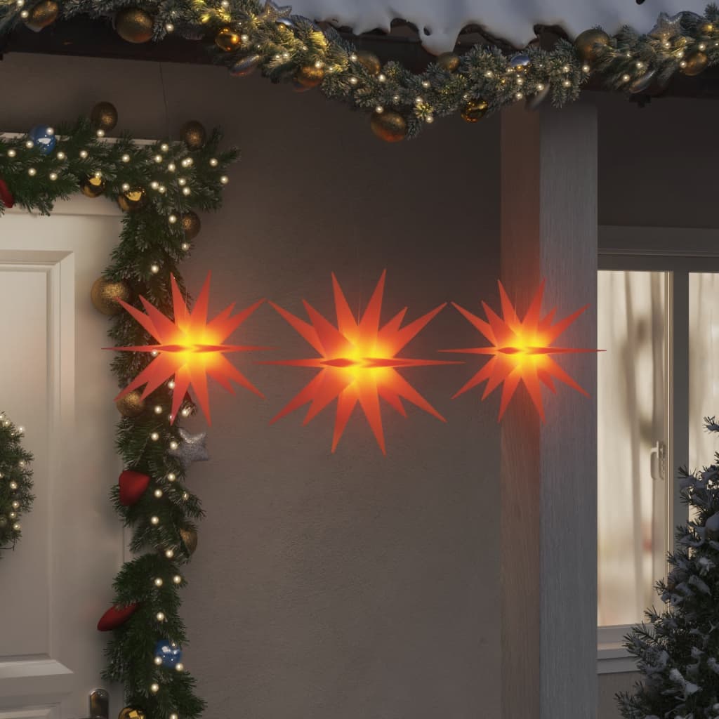 vidaXL Kalėdiniai šviestuvai su LED, 3vnt., raudoni, sulankstomi