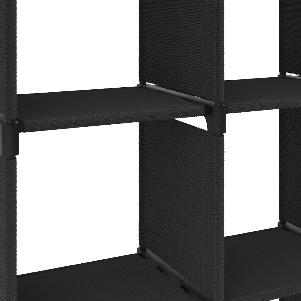 vidaXL Lentyna, juodos spalvos, 103x30x175,5cm, audinys, 15 skyrių