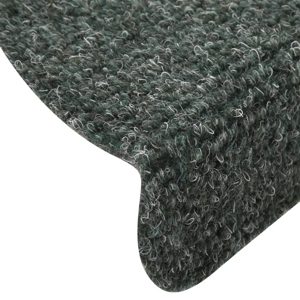 vidaXL Lipnūs laiptų kilimėliai, 10vnt., žalios spalvos, 56x17x3cm
