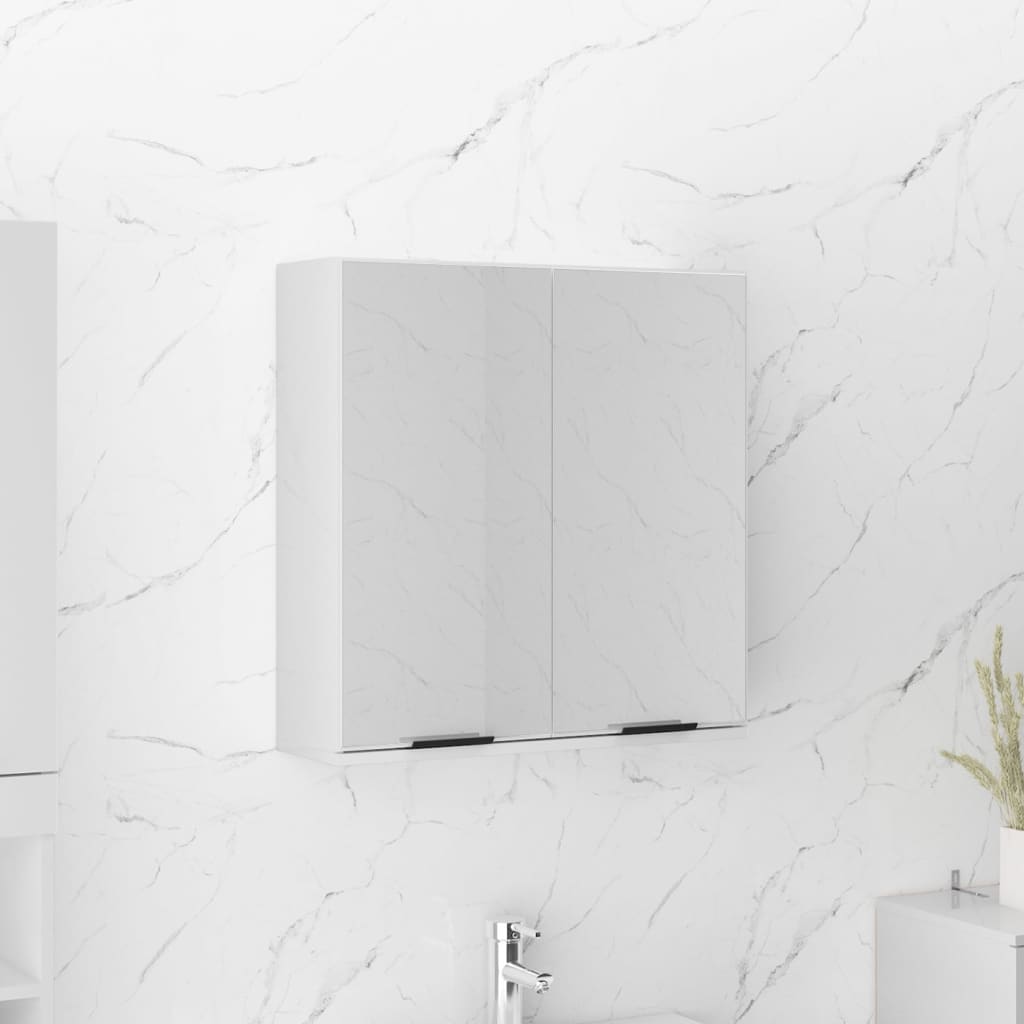 vidaXL Veidrodinė vonios spintelė, baltos spalvos, 64x20x67cm, blizgi