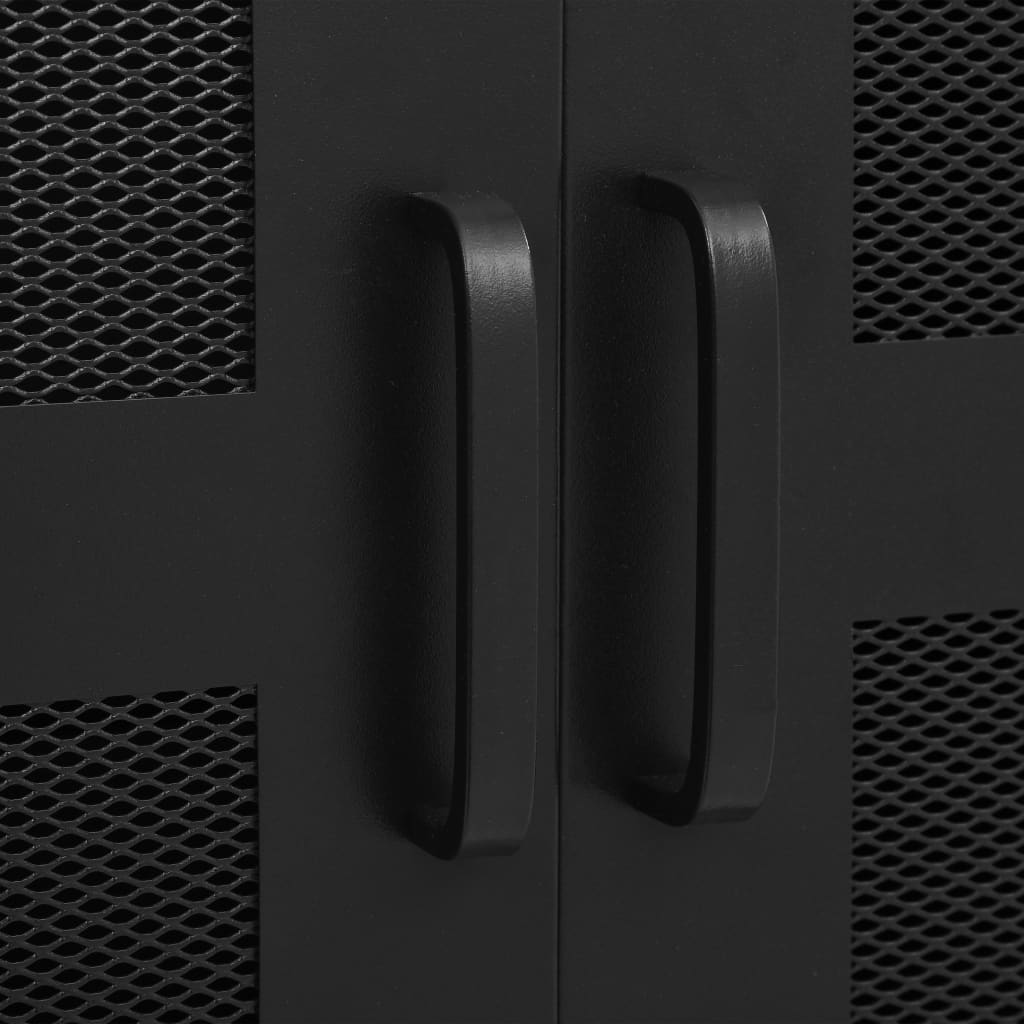 vidaXL Spinta dokumentams su tinklinėmis durimis, juoda, 75x40x120cm