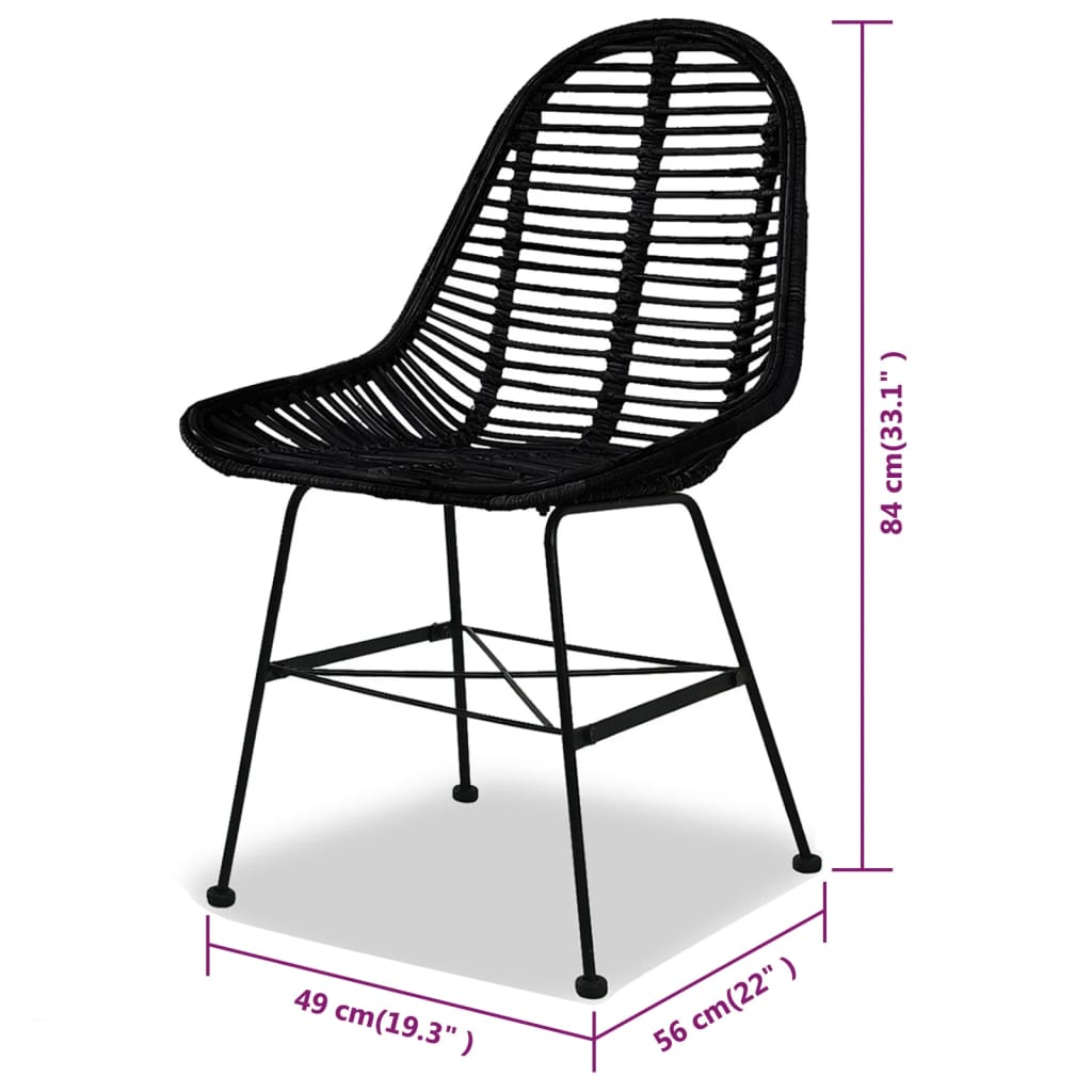 vidaXL Valgomojo kėdės, 4vnt., juodos, natūralus ratanas