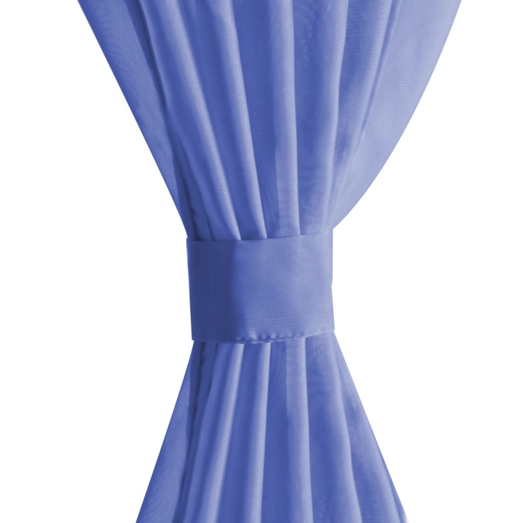 vidaXL Užuolaidos, muslinas, 2vnt., 140x225 cm, ryškiai mėlyna
