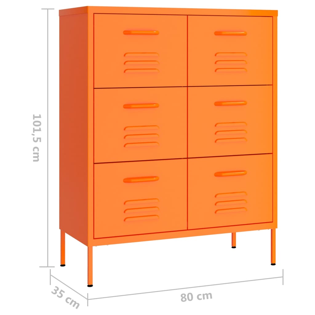 vidaXL Spintelė su stalčiais, oranžinė, 80x35x101,5cm, plienas