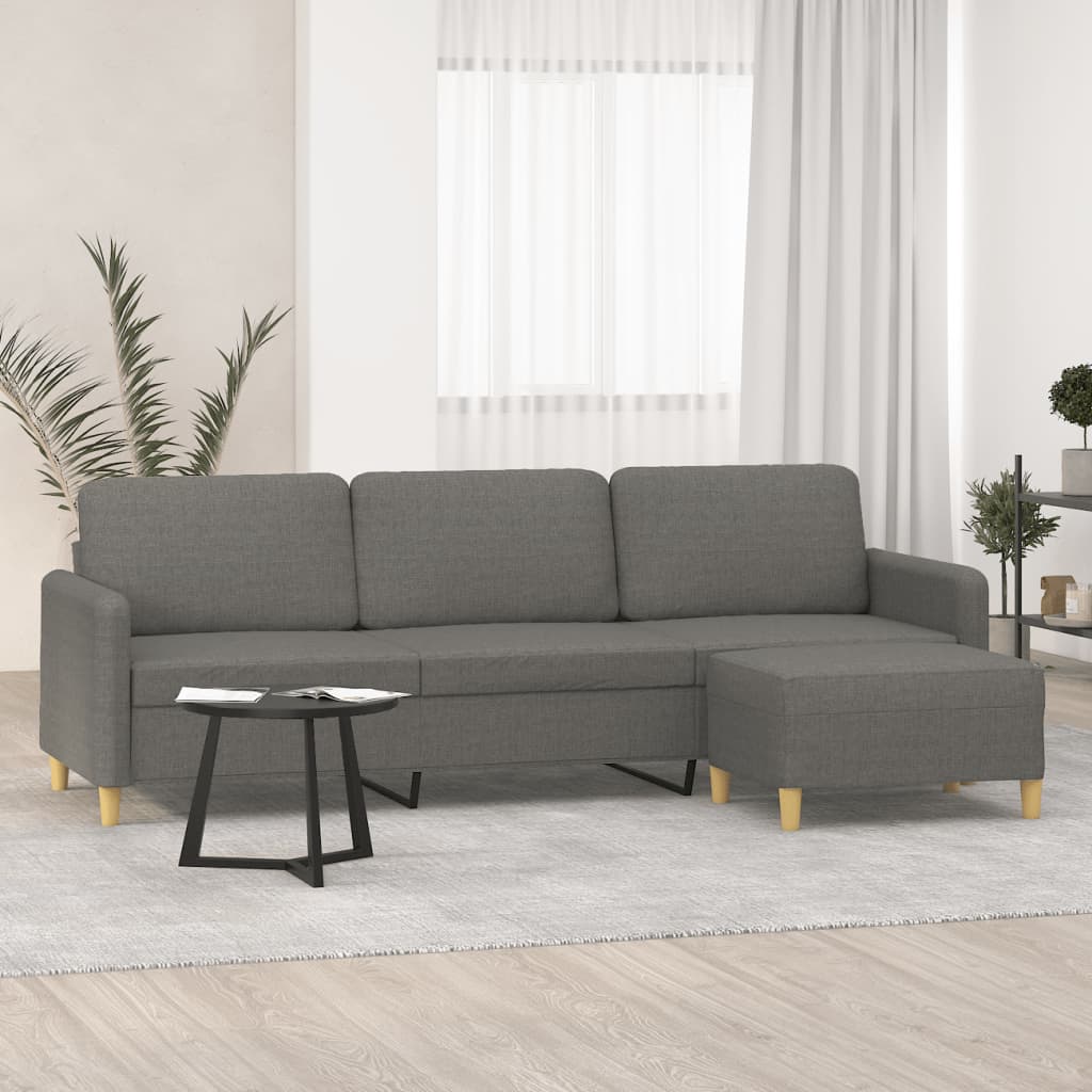 vidaXL Trivietė sofa su pakoja, tamsiai pilkos spalvos, 210cm, audinys