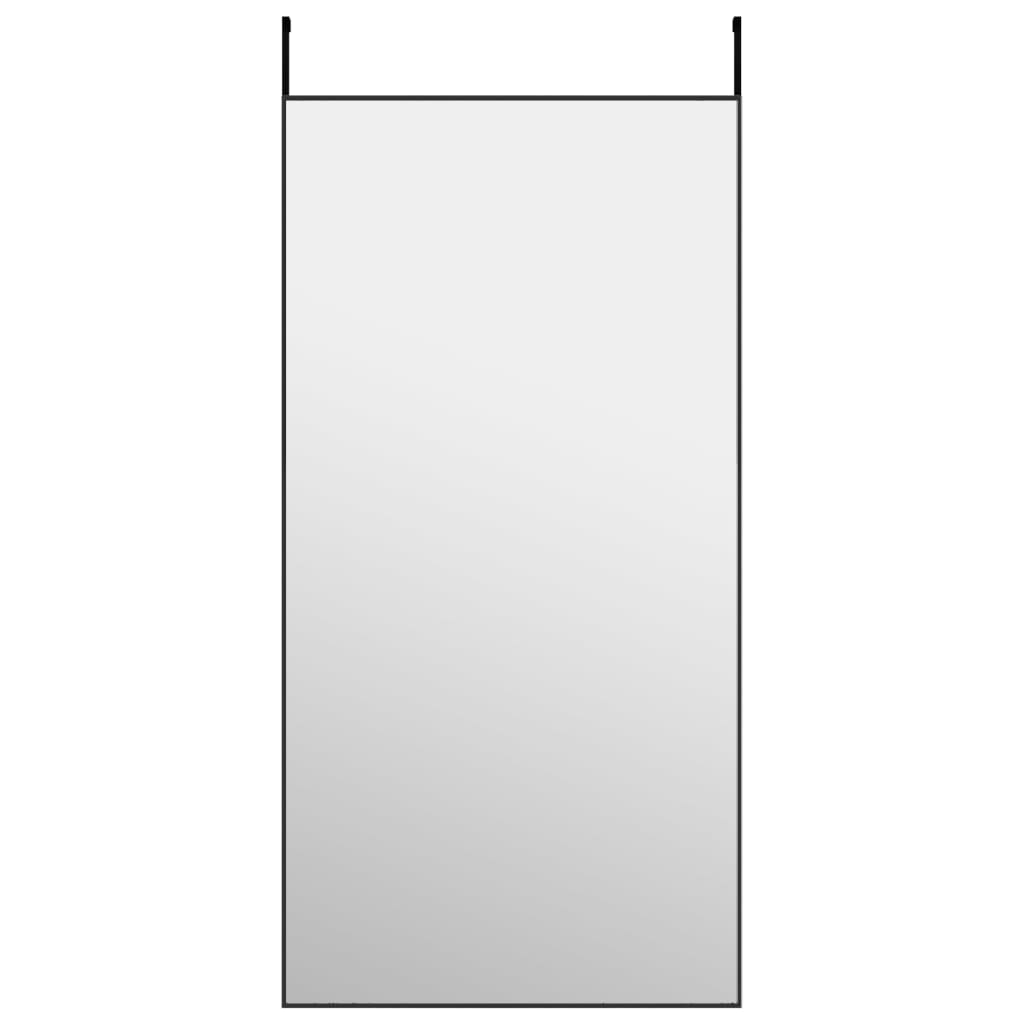 vidaXL Veidrodis ant durų, juodas, 50x100cm, stiklas ir aliuminis