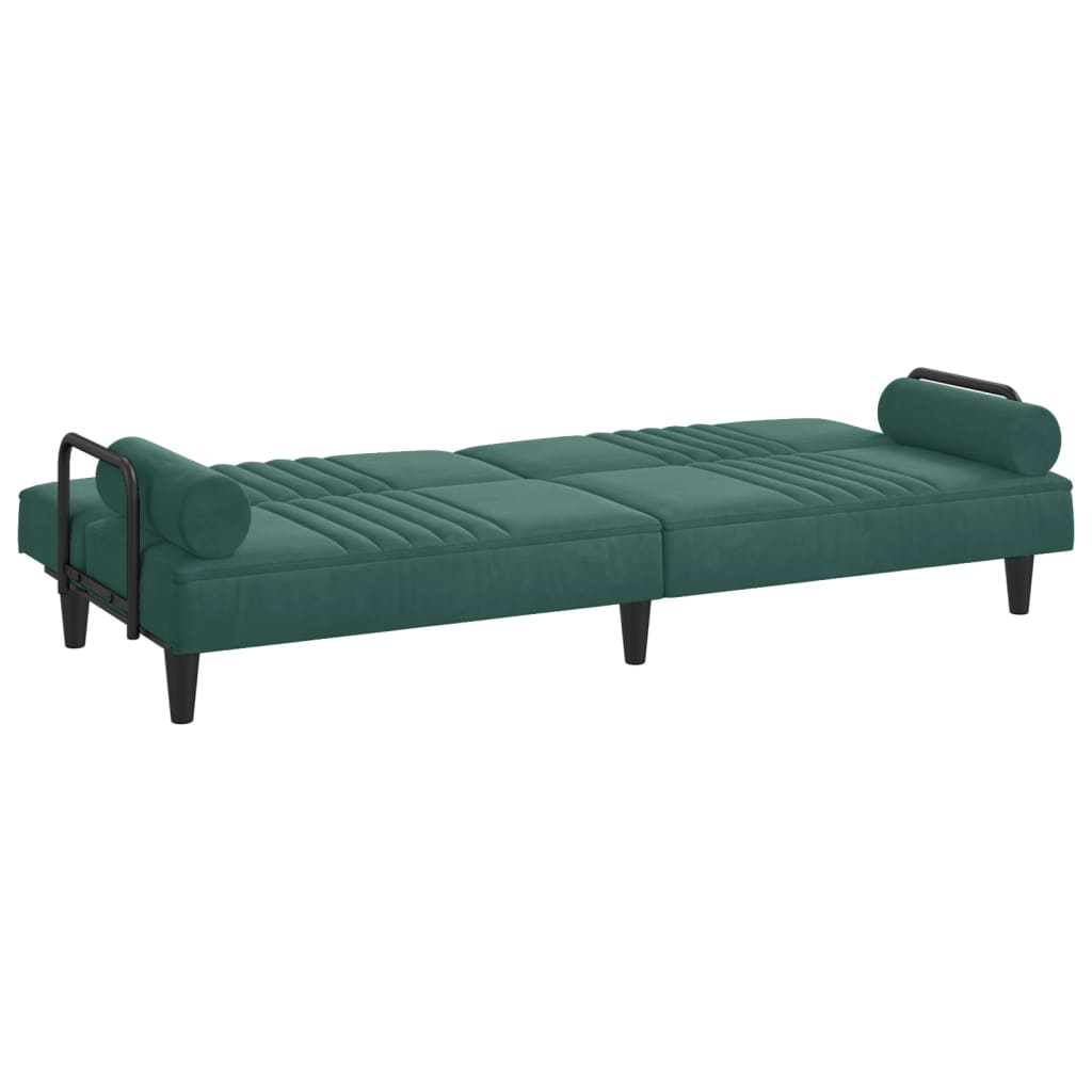 vidaXL Sofa-lova su porankiais, tamsiai žalios spalvos, aksomas