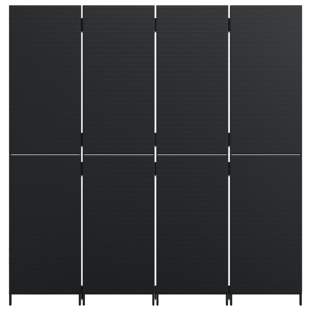 vidaXL Kambario pertvara, 4 segmentai, juodos spalvos, poliratanas