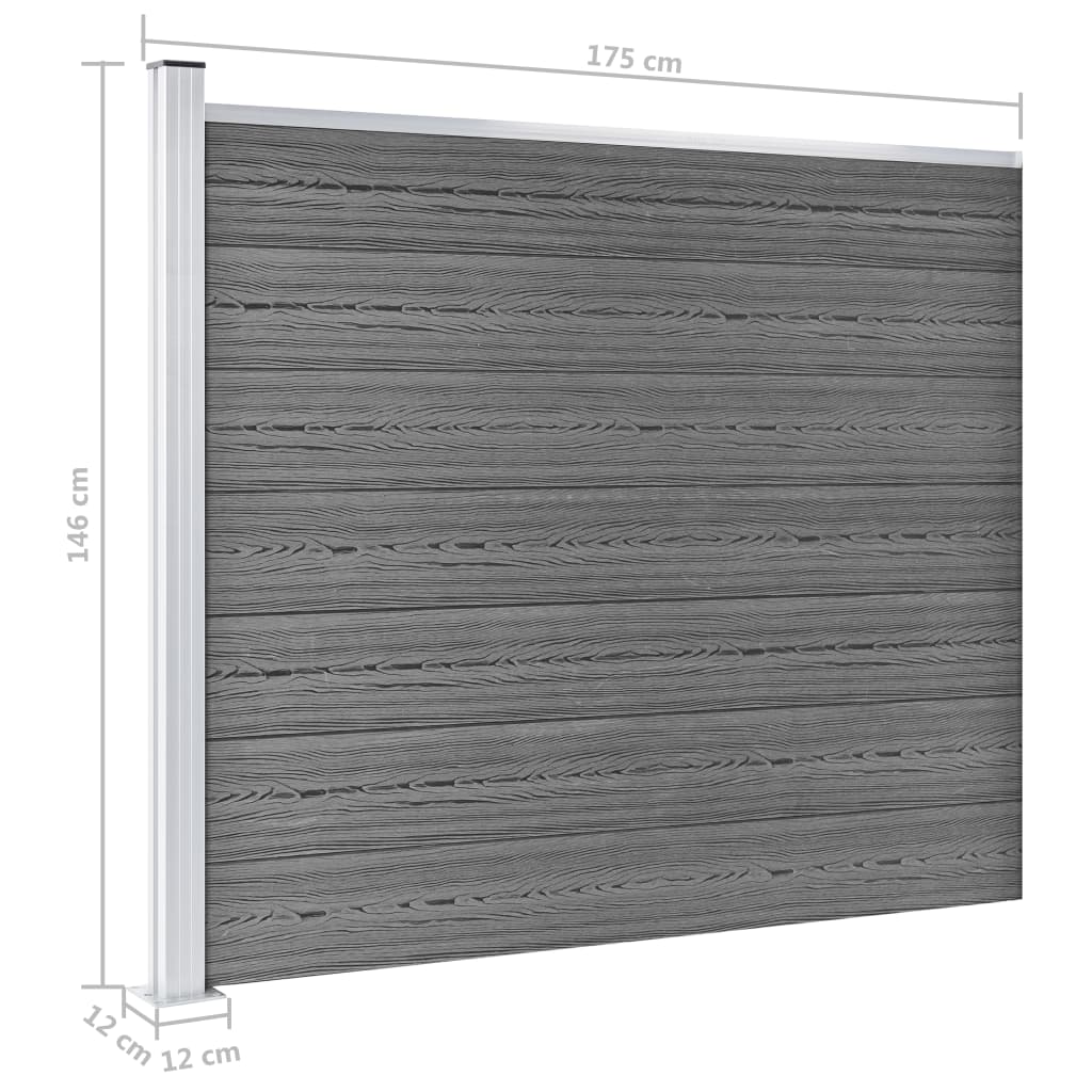 vidaXL Tvoros segmentų rinkinys, pilkas, 353x146cm, WPC