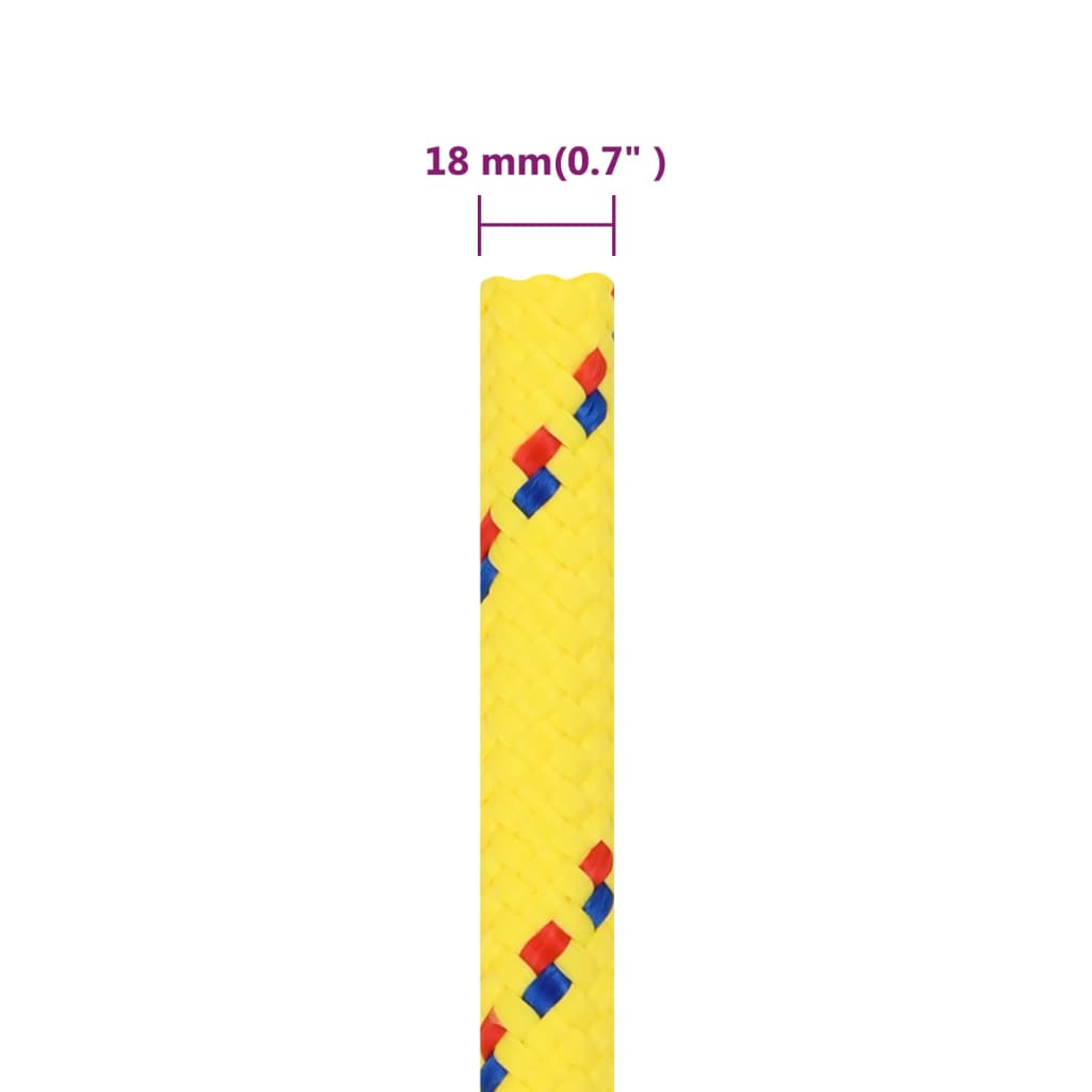 vidaXL Valties virvė, geltonos spalvos, 18mm, 25m, polipropilenas
