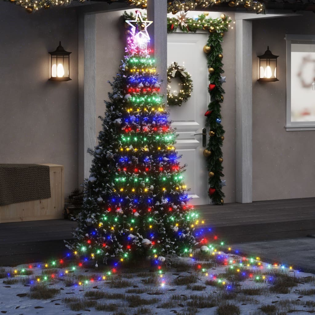 vidaXL Kalėdų eglutės girlianda, spalvota, 375cm, 320 LED lempučių