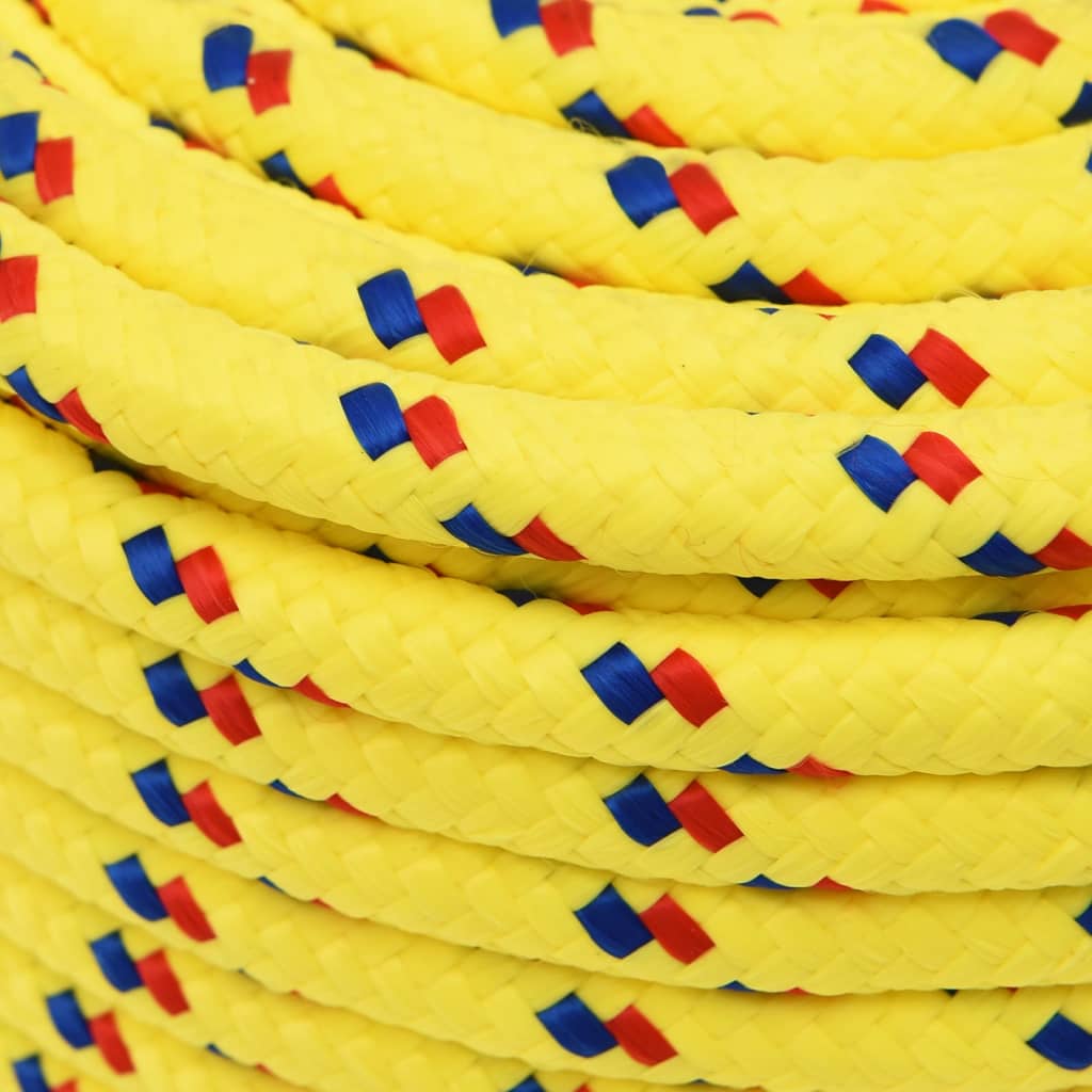 vidaXL Valties virvė, geltonos spalvos, 12mm, 25m, polipropilenas