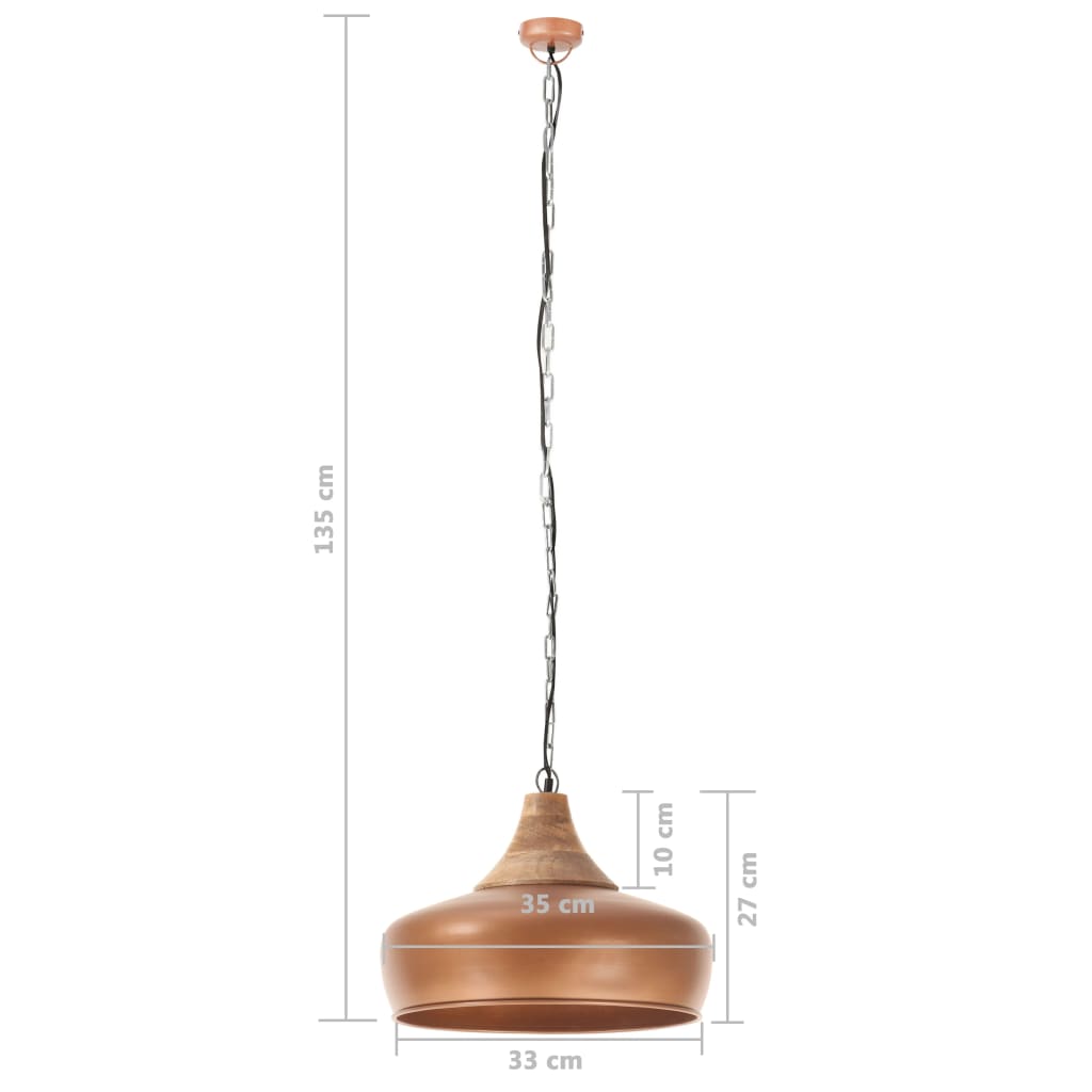vidaXL Pakabinamas šviestuvas, vario, geležis ir mediena, 35cm, E27