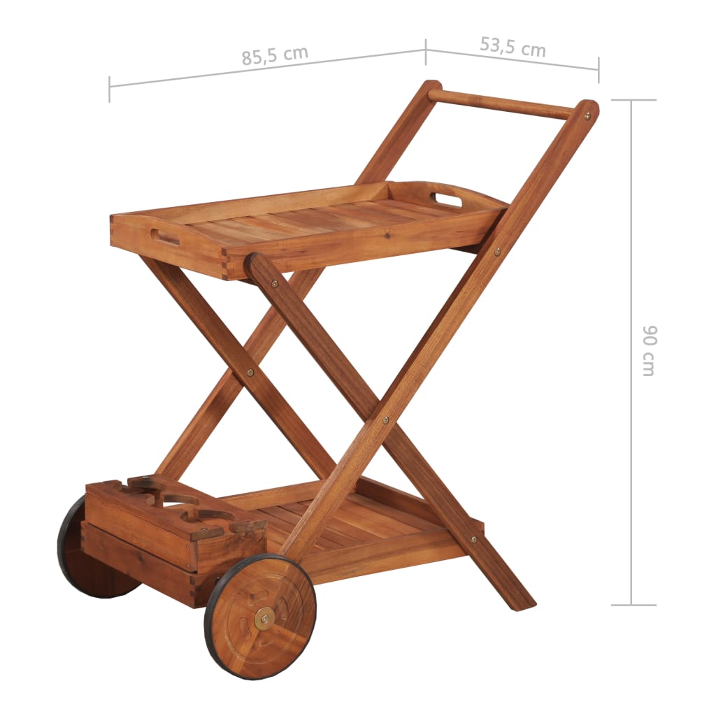vidaXL Serviravimo vežimėlis, akacijos medienos masyvas
