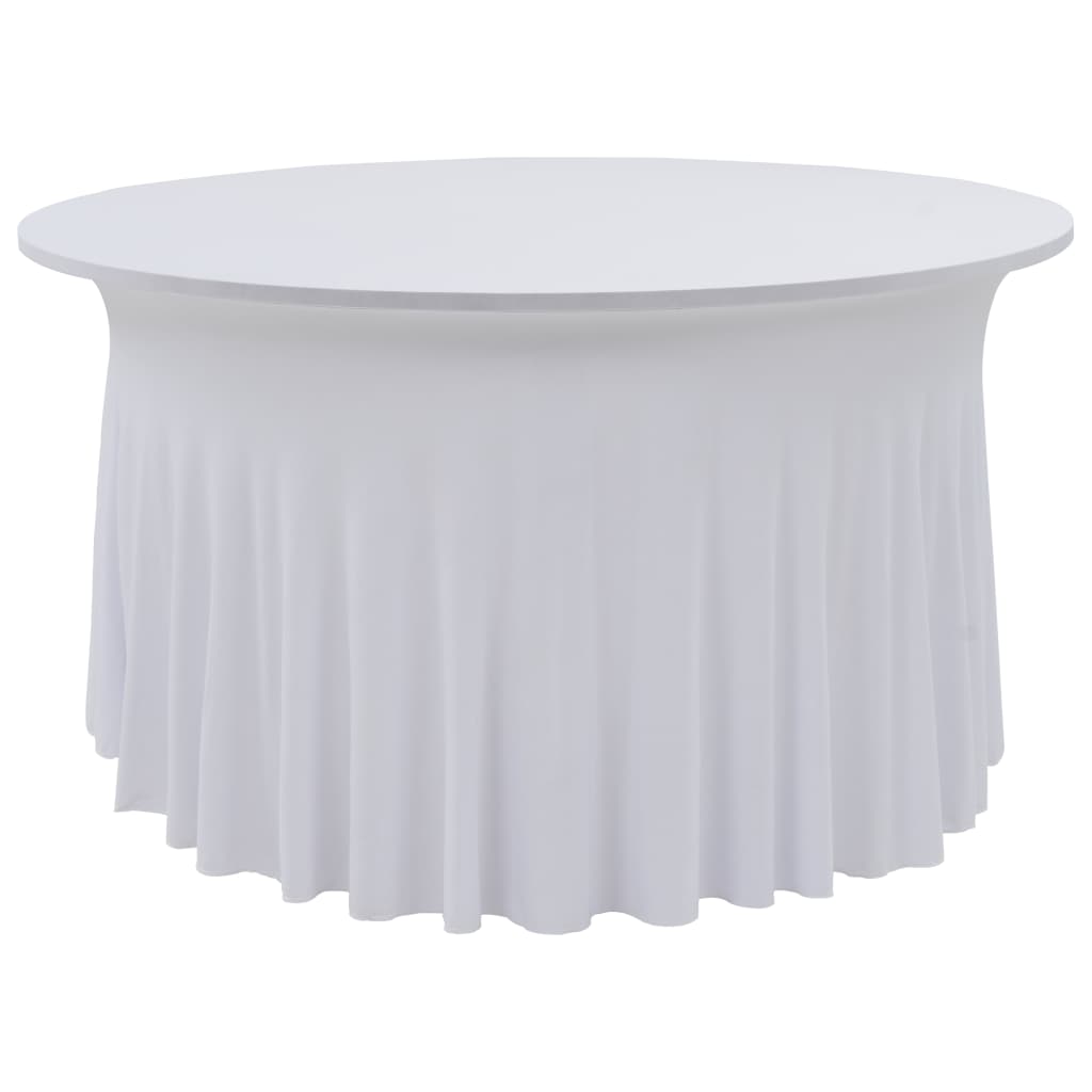 vidaXL Įtempiamos staltiesės su sijonais, 2 vnt., baltos, 180x74 cm