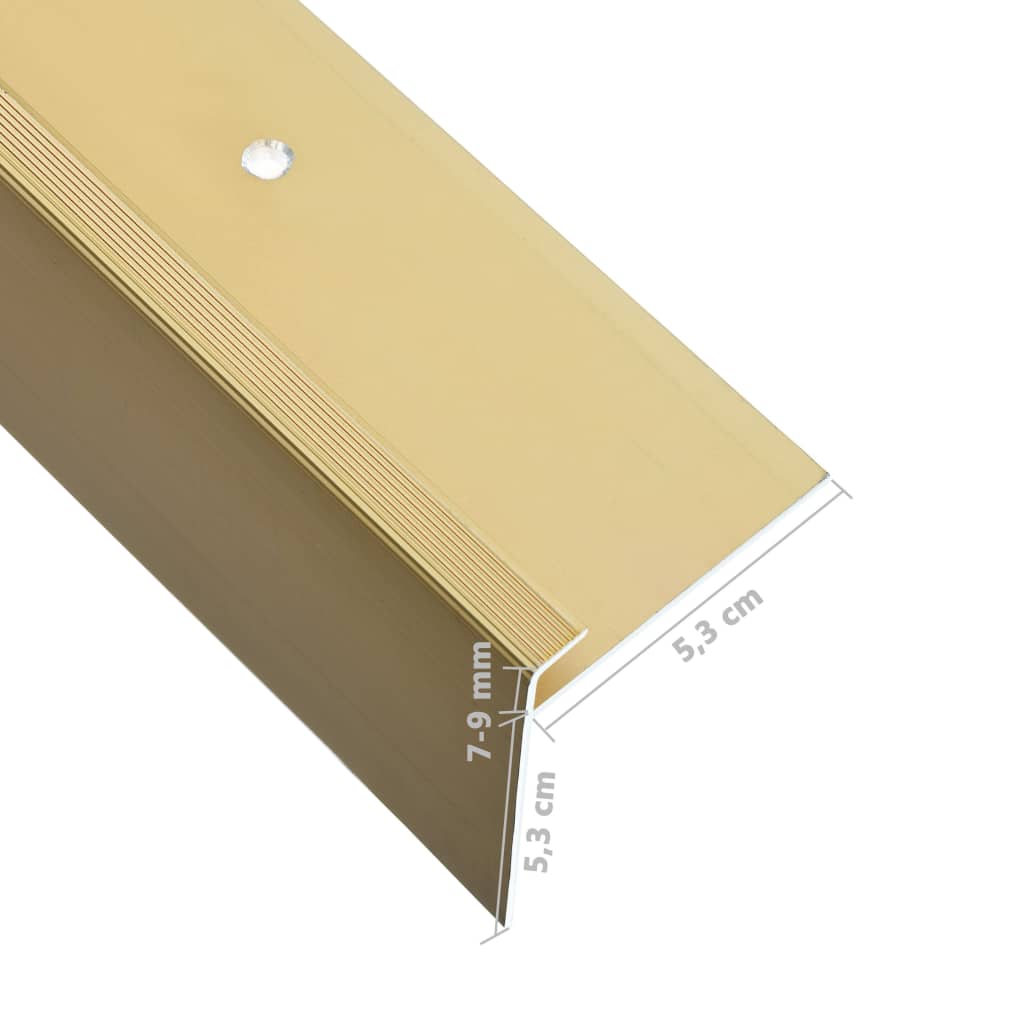 vidaXL Profiliai laiptams, 15vnt., aukso, 90cm, aliuminis, F formos